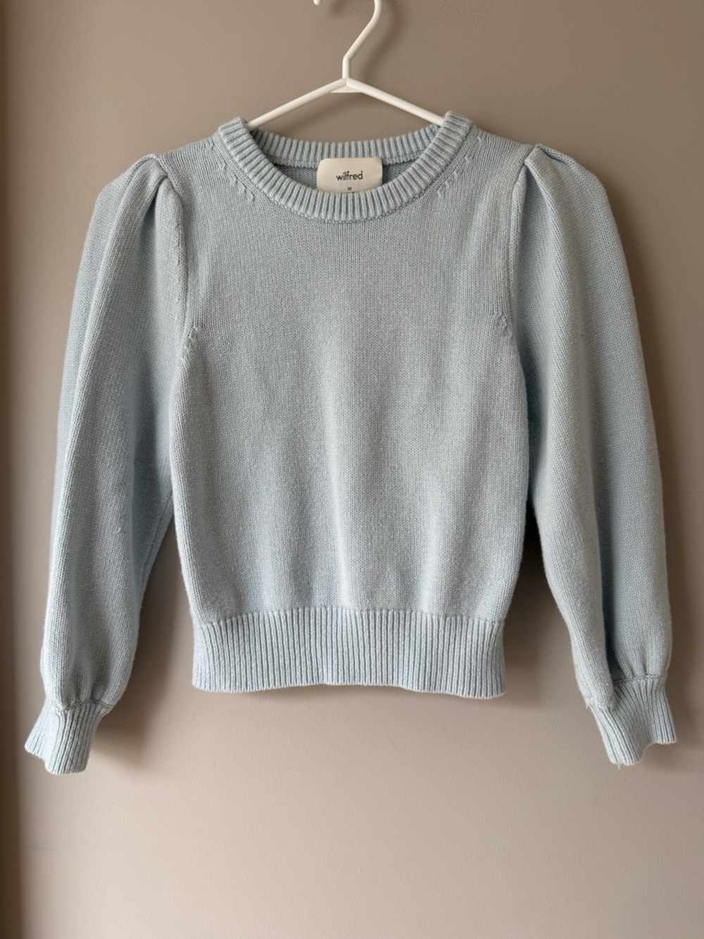 Wilfred Powder Blue Puff-Sleeve Crewneck Sweater